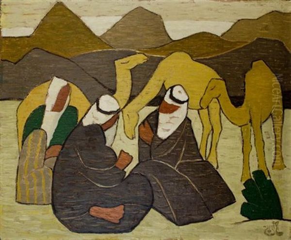 Resting In The Desert Oil Painting by Shmuel Schlesinger