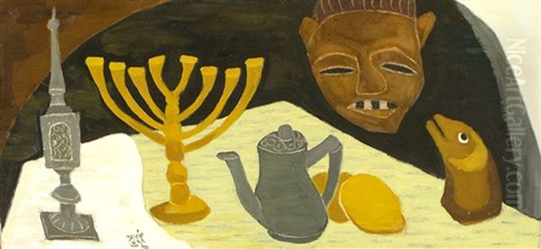 Holiday Symbols Oil Painting by Shmuel Schlesinger