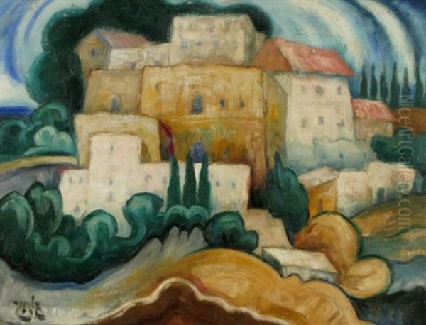 Landscape In The Galilee Oil Painting by Shmuel Schlesinger