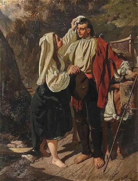 Junges Bauernpaar Oil Painting by Wilhelm Heinrich Schlesinger