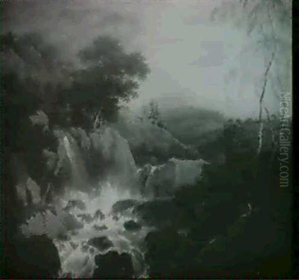 Paysage A La Chute D'eau Oil Painting by Erhard Schleyer