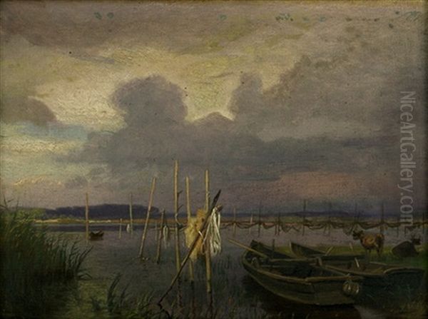 Gewitterstimmung Uber Der Havel Bei Potsdam Oil Painting by Carl Von Schlicht