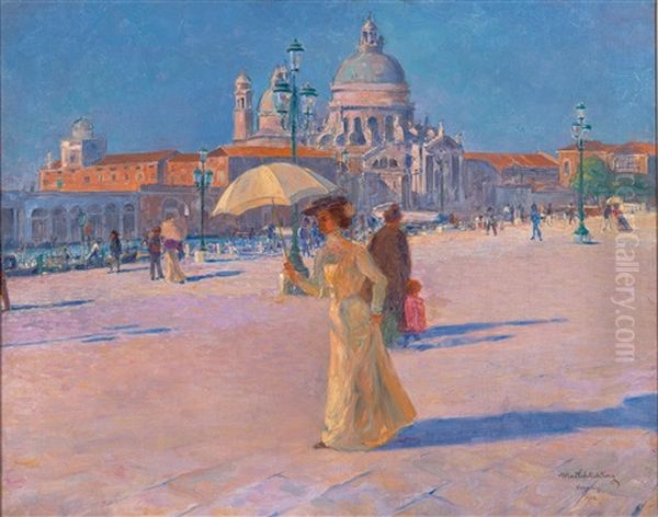 View From The Piazetta To S. Maria Della Salute And The Dogana Oil Painting by Max Schlichting