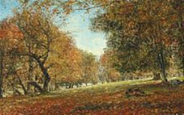 Autumn Landscape With Defoliation Oil Painting by Karl Peter August Schlichting-Carlsen