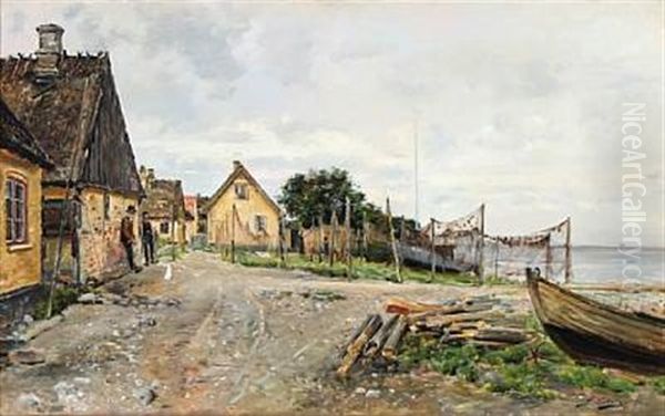 View From A Danish Fishing Village by Karl Peter August Schlichting-Carlsen