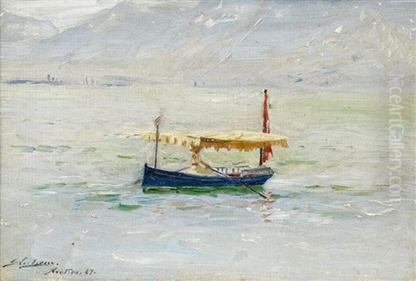 Ausflugsboot Auf Dem Genfer See Bei Montreux Oil Painting by Karl Peter August Schlichting-Carlsen