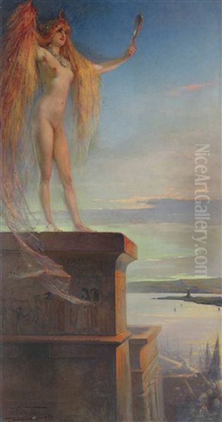 Egyptian Goddess Oil Painting by Heinrich Hans Schlimarski