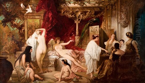 Im Harem Oil Painting by Heinrich Hans Schlimarski