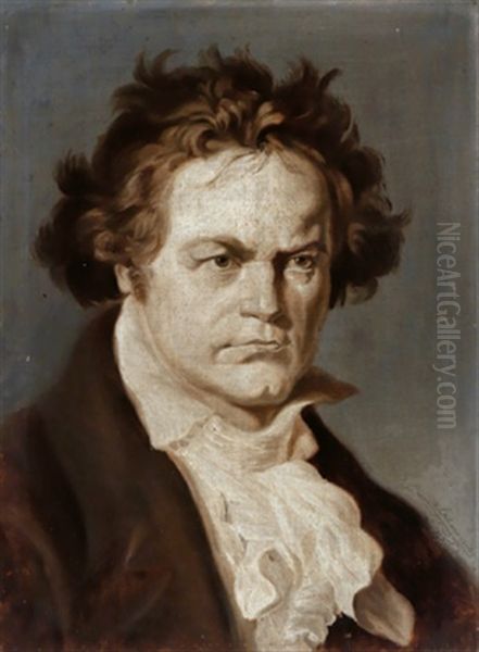 Portrait Ludwig Van Beethovens Oil Painting by Heinrich Hans Schlimarski