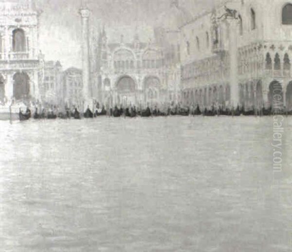 The Piazzetta Venice From The Lagoon Oil Painting by Paul Freiherr Von Schlippenbach