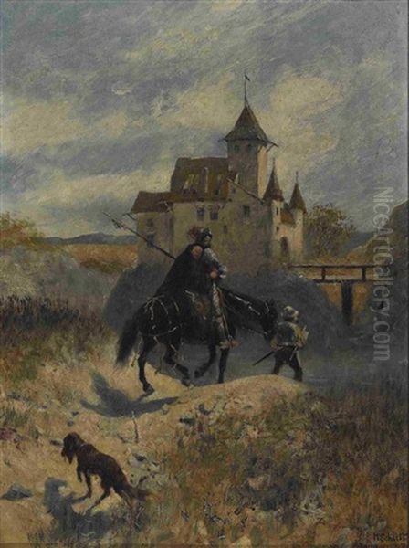 Heimkehrender Ritter Mit Seiner Braut Oil Painting by Heinrich Schlitt