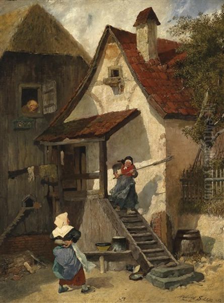 Streitende Weiber Oil Painting by Heinrich Schlitt