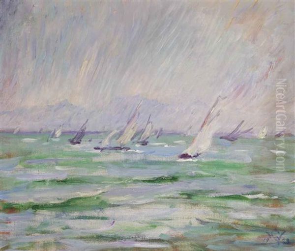 Sailing Vessels At Sea by Willy Schlobach