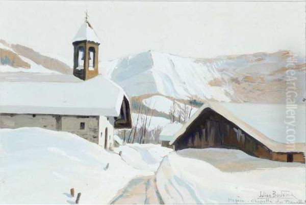 Megeve Oil Painting by Auguste Jules Bouvier, N.W.S.