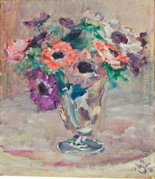 Anemonenstraus In Vase by Willy Schlobach