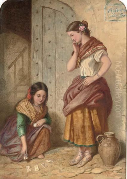 The Little Gitana Oil Painting by Auguste Jules Bouvier, N.W.S.