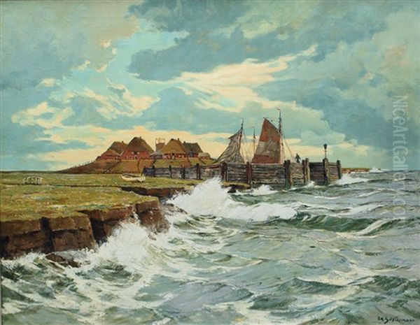 Holm Oil Painting by Eduard Schloemann