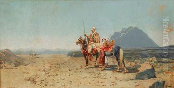 Arabische Reiter In Der Wuste Oil Painting by M. Bouvier