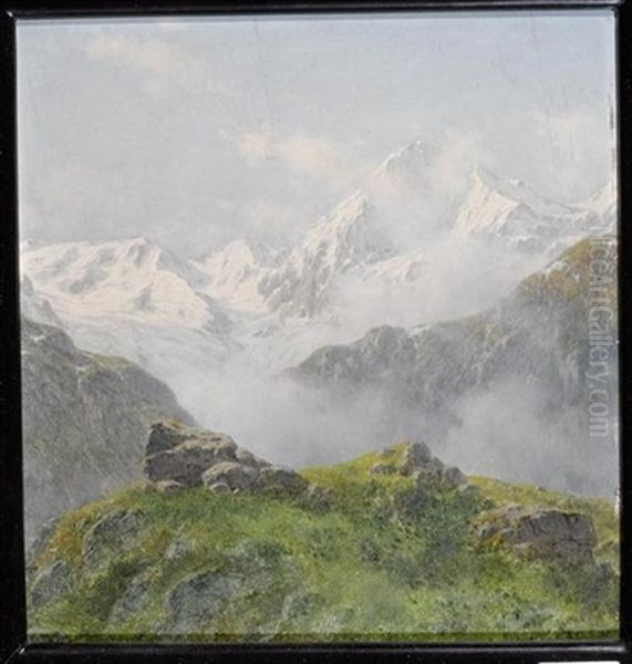 Alpenpanorama Oil Painting by Josef von Schloegl