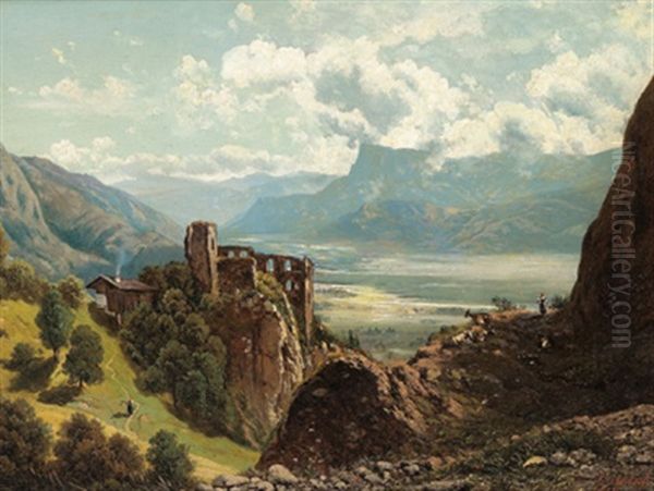 Motiv Aus Sudtirol Oil Painting by Josef von Schloegl