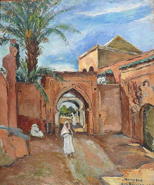 Porte Animee A Marrakech Oil Painting by M. Bouvier