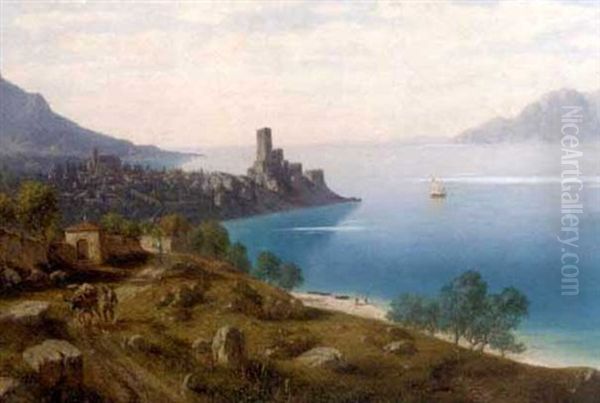 Lake Garda Oil Painting by Josef von Schloegl