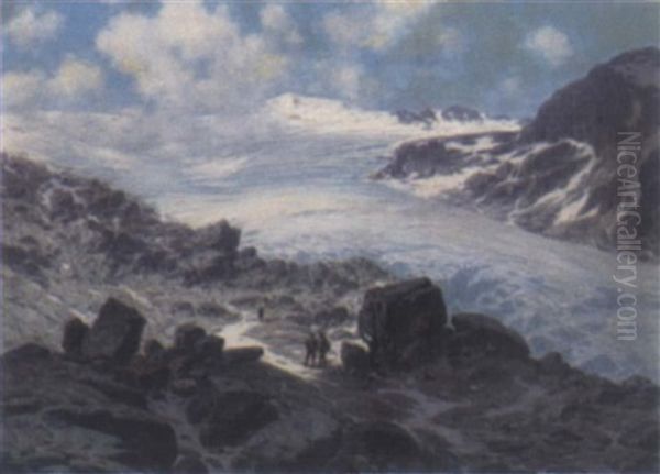 Gletscher In Tirol Oil Painting by Josef von Schloegl