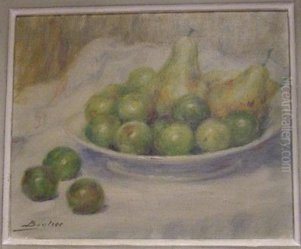 Nature Morte Aux Poires Et Prunes Oil Painting by M. Bouvier