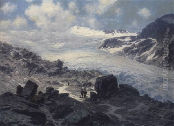 Gletscher In Tirol Oil Painting by Josef von Schloegl