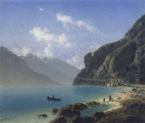 Am Luganer See Oil Painting by Josef von Schloegl