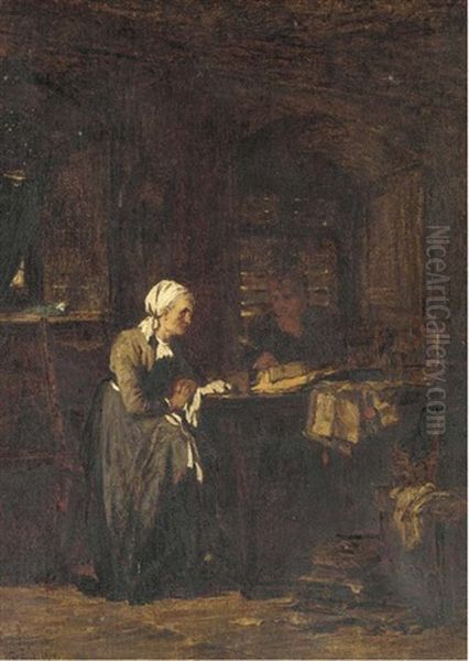 Making Her Will Oil Painting by Carl Bernhard Schloesser