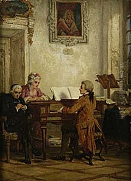 Musicerande Sallskap Oil Painting by Karl Schlosser