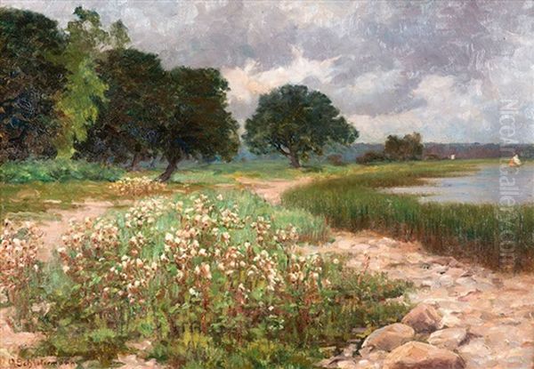 Fruhlingslandschaft Oil Painting by Heinrich Schlotermann