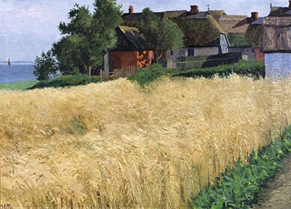 Wogendes Korn. Sommer In Althagen Oil Painting by Heinrich Schlotermann