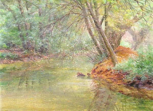 Flusufer Oil Painting by August Schlueter