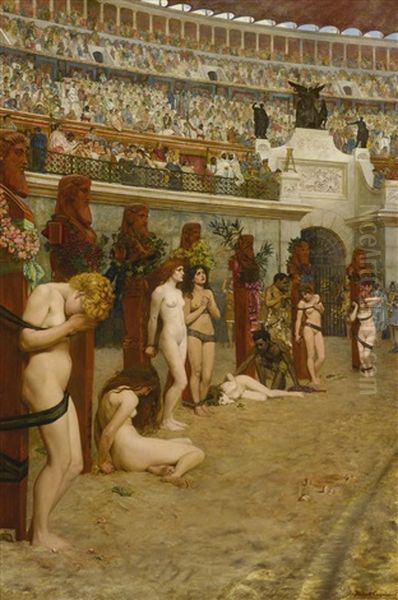 Faithful Unto Death (christianes Ad Leones!) Oil Painting by Herbert Gustave Schmalz