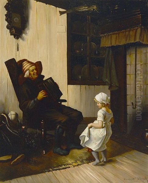 A Moment With Grandpa Oil Painting by Herbert Gustave Schmalz