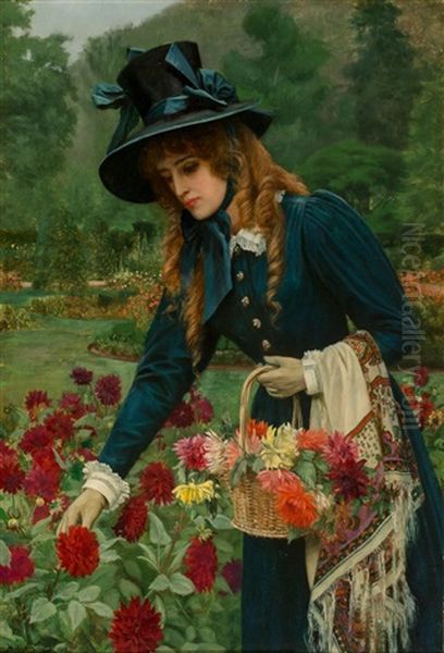 The Flower Girl, 1900 Oil Painting by Herbert Gustave Schmalz