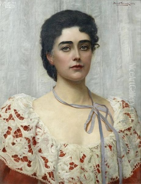 Portrait Of Mrs Alec Tweedie (1862-1940) Oil Painting by Herbert Gustave Schmalz