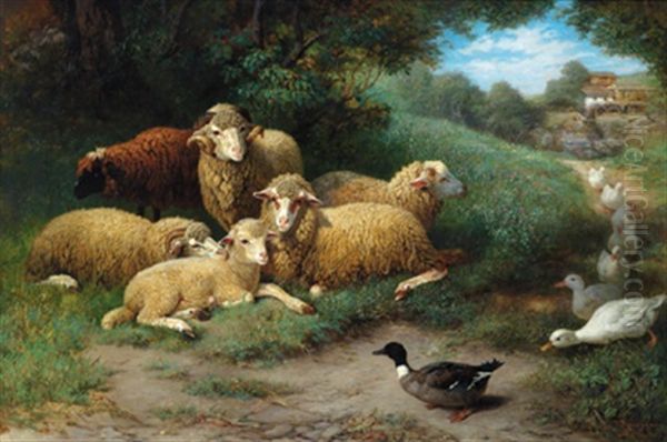 Entenparade Oil Painting by Friedrich Ferdinand Schmalzigaug