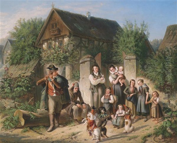 Die Tanzvorfuhrung Oil Painting by Bernhard (Johann B.) Schmelzer