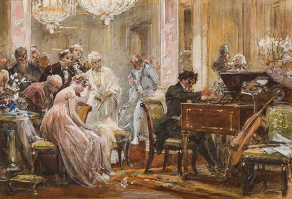 Beethoven At The Piano Oil Painting by Julius Schmid