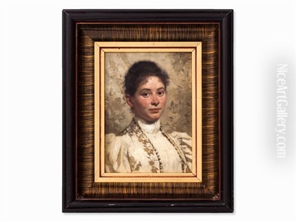 Portrait Of A Lady Oil Painting by Julius Schmid