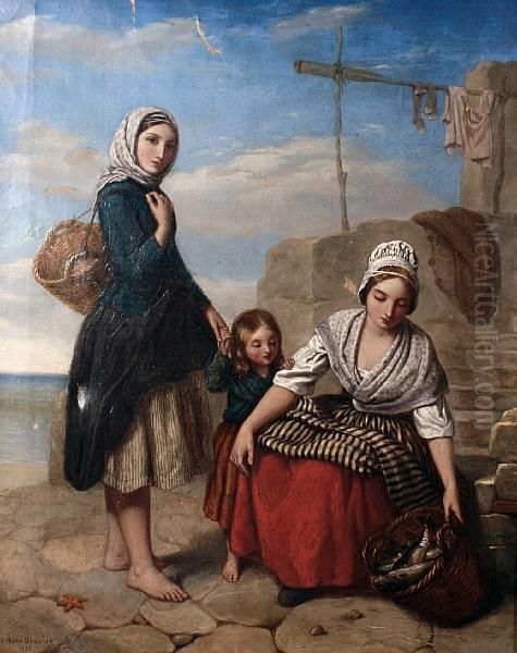 The Fisherwomen Oil Painting by Urbain Bouvier