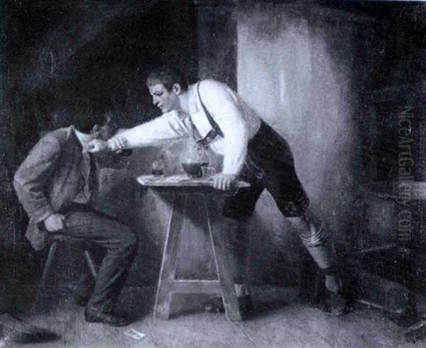 Streit Beim Kartenspiel Oil Painting by Franz Xaver Schmid-Breitenbach