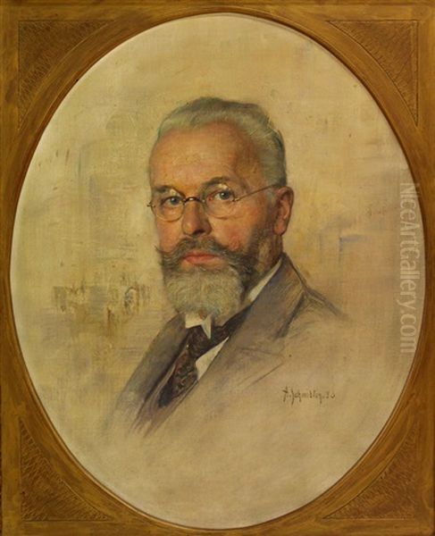 Portrait Eines Mannes Mit Bart Und Brille Oil Painting by Adolf Schmidlin