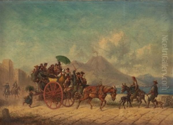 Coche De Caballos En Napoles Oil Painting by Adolf Schmidt