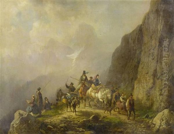 Reisende In Den Alpen Oil Painting by Adolf Schmidt