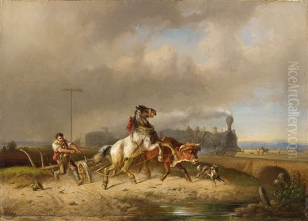 Der Fortschritt Auf Dem Lande Oil Painting by Adolf Schmidt