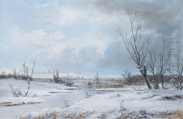 Snowy River Landscape Oil Painting by Alexander Schmidt